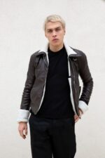 Mens Tracer Brown Leather Aviator Jacket United States