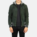 Nintenzo Green Hooded Suede Bomber Jacket USA