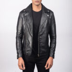Noah Black Leather Biker Jacket USA