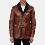 Rocky Brown Fur Leather Coat US