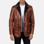 Rocky Brown Fur Leather Coat USA