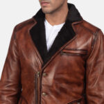 Rocky Brown Fur Leather Coat USA