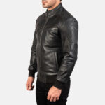 Sven Black Leather Bomber Jacket USA