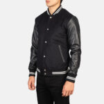 Black Varsity Jacket Leather Sleeves