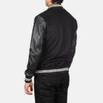 Black Varsity Jacket with Leather Sleeves
