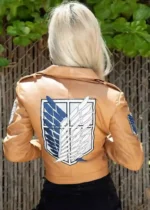 Womens Attack on Titan Scout Regiment Leather Jacket US