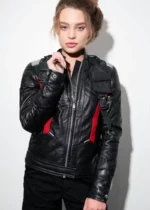 Womens Overwatch Soldier 76 Jet Leather Jacket Black USA
