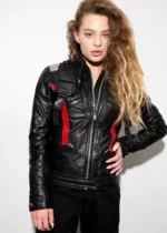 Womens Overwatch Soldier 76 Jet Leather Jacket Black