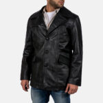 Brawnton Black Leather Coat USA