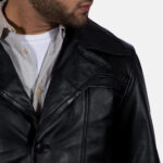 Brawnton Black Leather Coat in United States