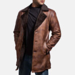 Cinnamon Distressed Leather Fur Coat USA