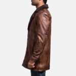 Cinnamon Distressed Leather Fur Coat United States