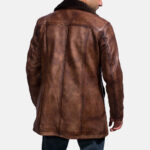Cinnamon Distressed Leather Fur Coat in United States