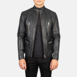 Damian Black Leather Biker Jacket USA