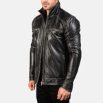 Hudson Black Leather Biker Jacket USA