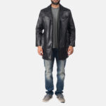 Black Collared Leather Jacket