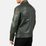 Lavendard Green Leather Biker Jacket USA