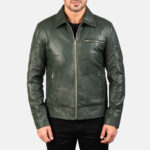 Lavendard Green Leather Biker Jacket United States