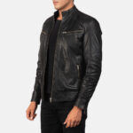 Mack Black Leather Biker Jacket US