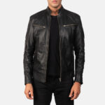 Mack Black Leather Biker Jacket USA