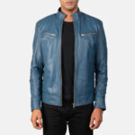 Mack Blue Leather Biker Jacket US