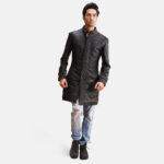 Midlander Quilted Black Leather Coat USA