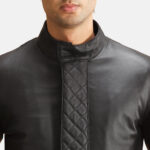 Midlander Quilted Black Leather Coat in United States