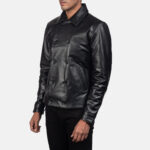 Mod Black Leather Peacoat US