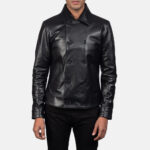 Mod Black Leather Peacoat USA