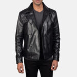 Mod Black Leather Peacoat United States