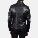 Mod Black Leather Peacoat in United States