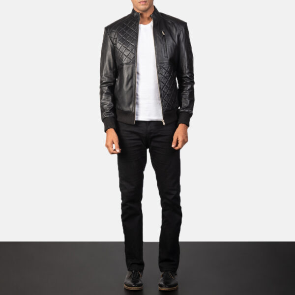 Moda Black Leather Bomber Jacket