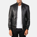 Moda Black Leather Bomber Jacket USA