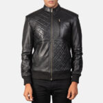 Moda Black Leather Bomber Jacket United States