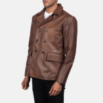 Mr Bailey Brown Leather Naval Peacoat US