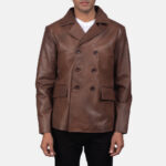 Mr Bailey Brown Leather Naval Peacoat USA