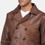 Mr Bailey Brown Leather Naval Peacoat