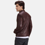 Urbane Quilted Maroon Leather Biker Jacket USA