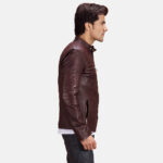 Urbane Quilted Maroon Leather Biker Jacket USA