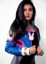 Womens Overwatch Dva Leather Jacket Blue US