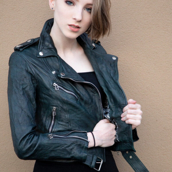 Womens Riverdale Southside Serpents Leather Motorcycle Jacket Black