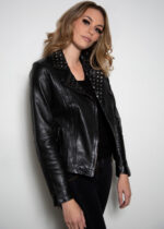 Womens Studded Fashion Leather Jacket