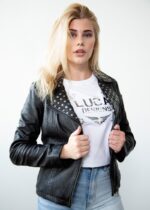 Womens Studded Fashion Leather Jacket USA