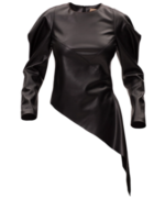 Black Designer Asymmetrical Leather Blouse