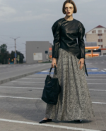 Black Designer Asymmetrical Leather Blouse