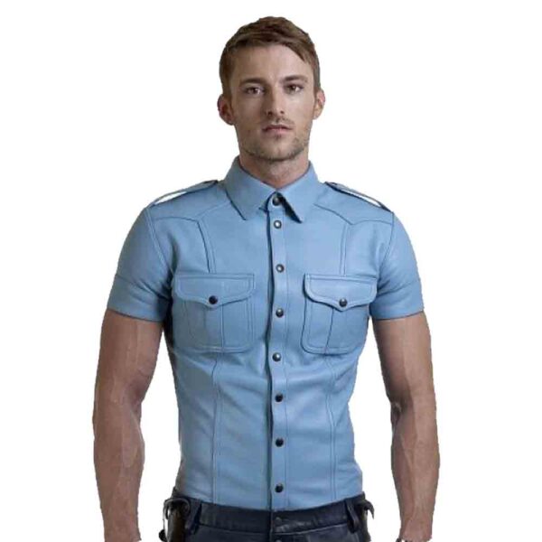 Blue Leather Shirt