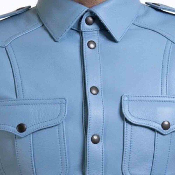 Blue Leather Shirt US