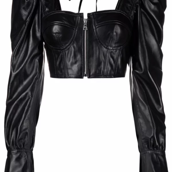 Cropped Leather Corset Blouse