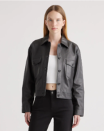 Cropped Leather Shirt Jacket
