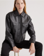 Cropped Leather Shirt Jacket USA